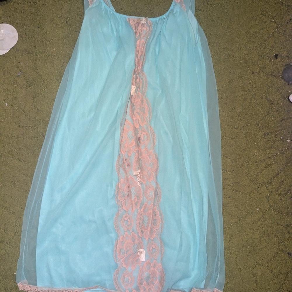 Elegant Blue Lace Chemise
